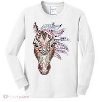 Native American Geometric Horse Kids Long Sleeve Shirt thumb 0