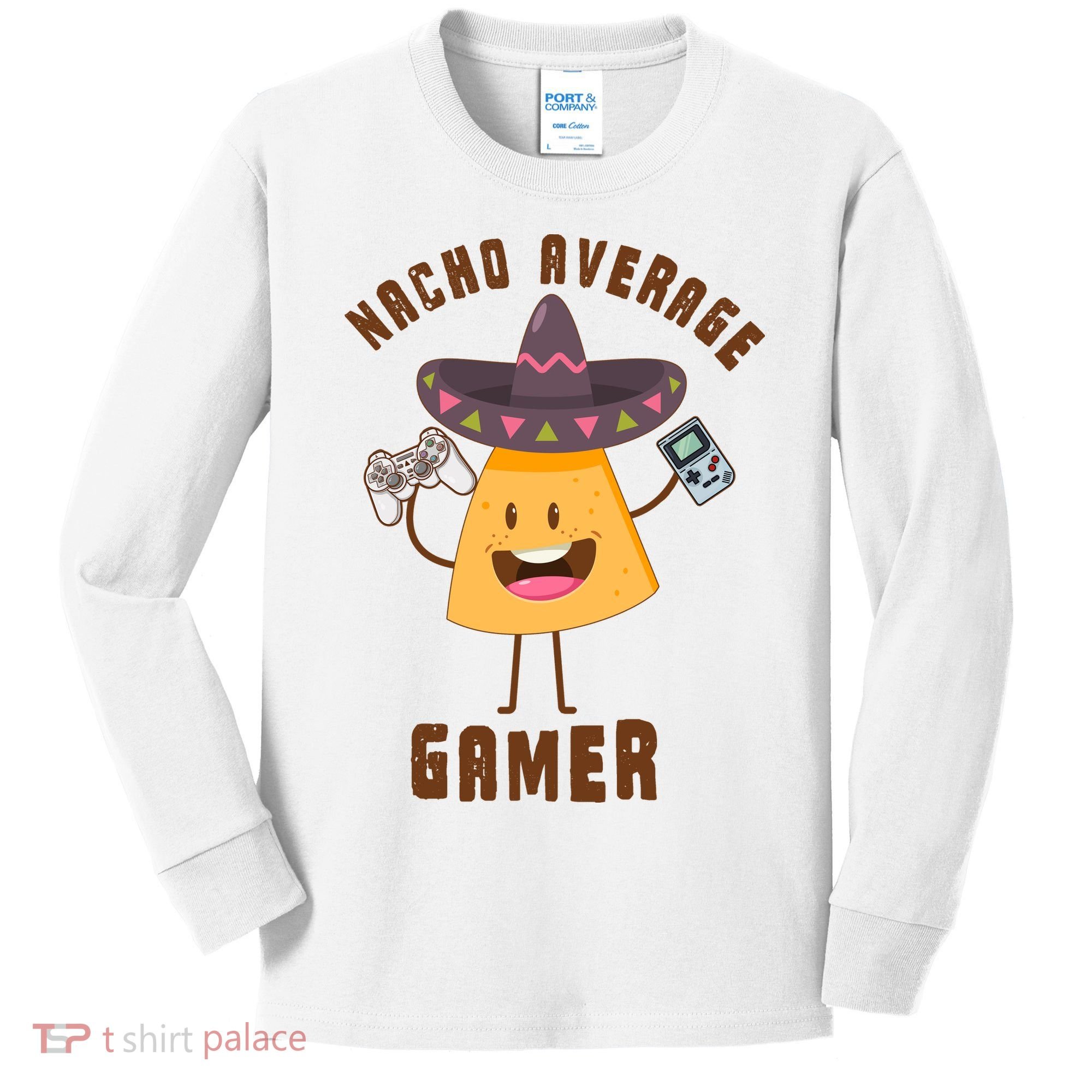 NACHO AVERAGE GAMER FUNNY GAMING MEME Kids Long Sleeve Shirt