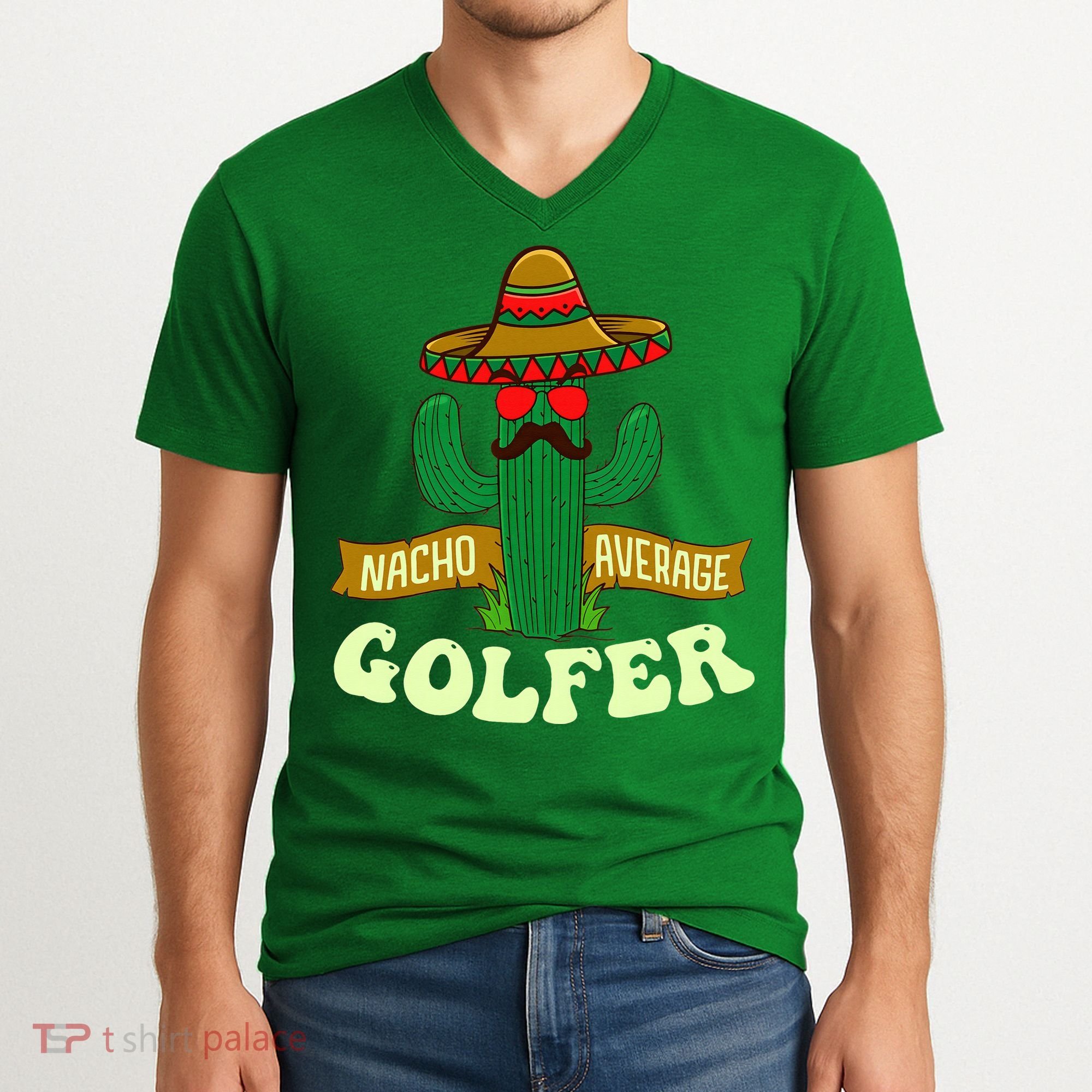 Nacho Average Golfer Golfing Lover Golf Tournament Hobby V-Neck T-Shirt
