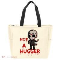 Not A Hugger Funny Jason Friday The 13th Funny Hugger Tote Bag thumb 0