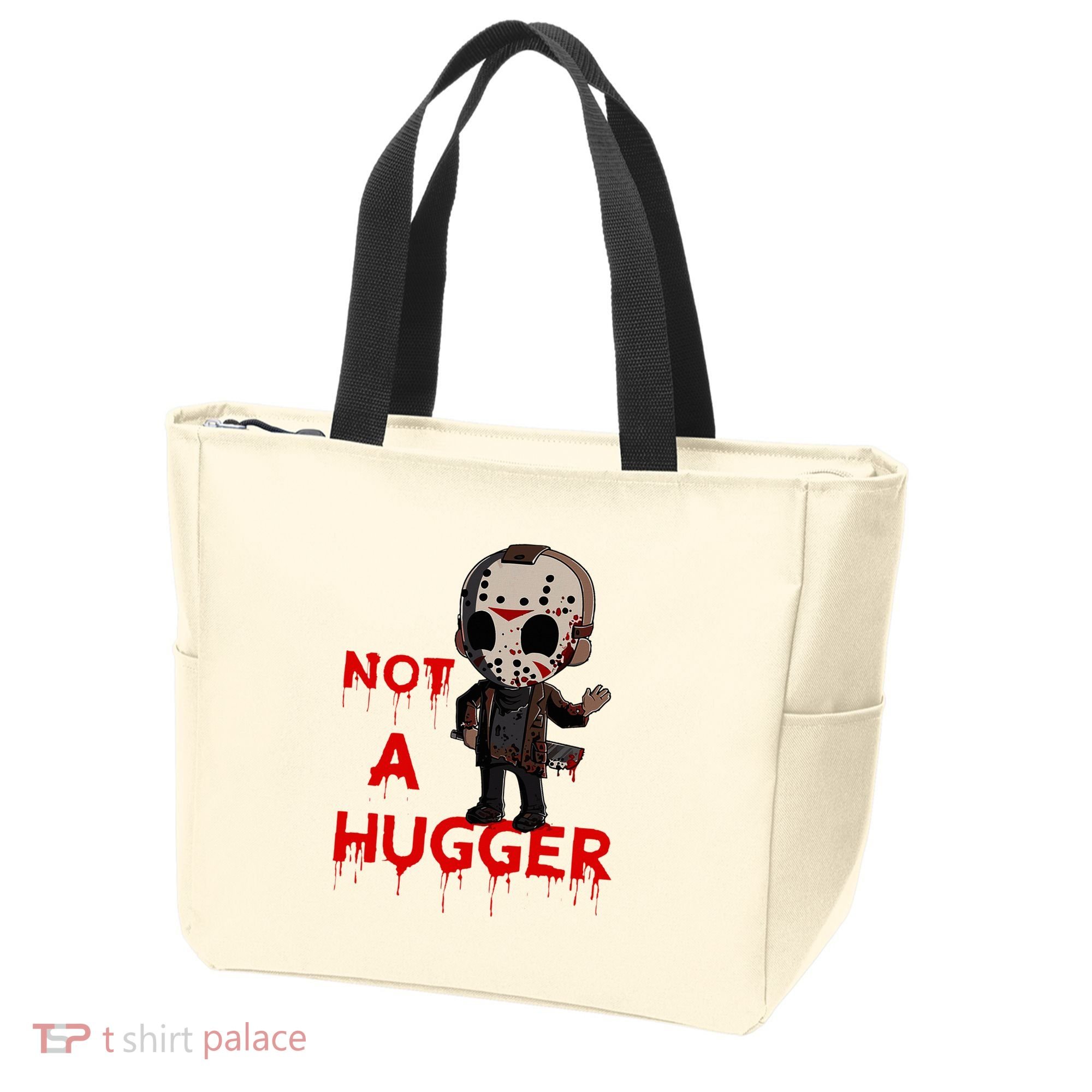 Not A Hugger Funny Jason Friday The 13th Funny Hugger Tote Bag