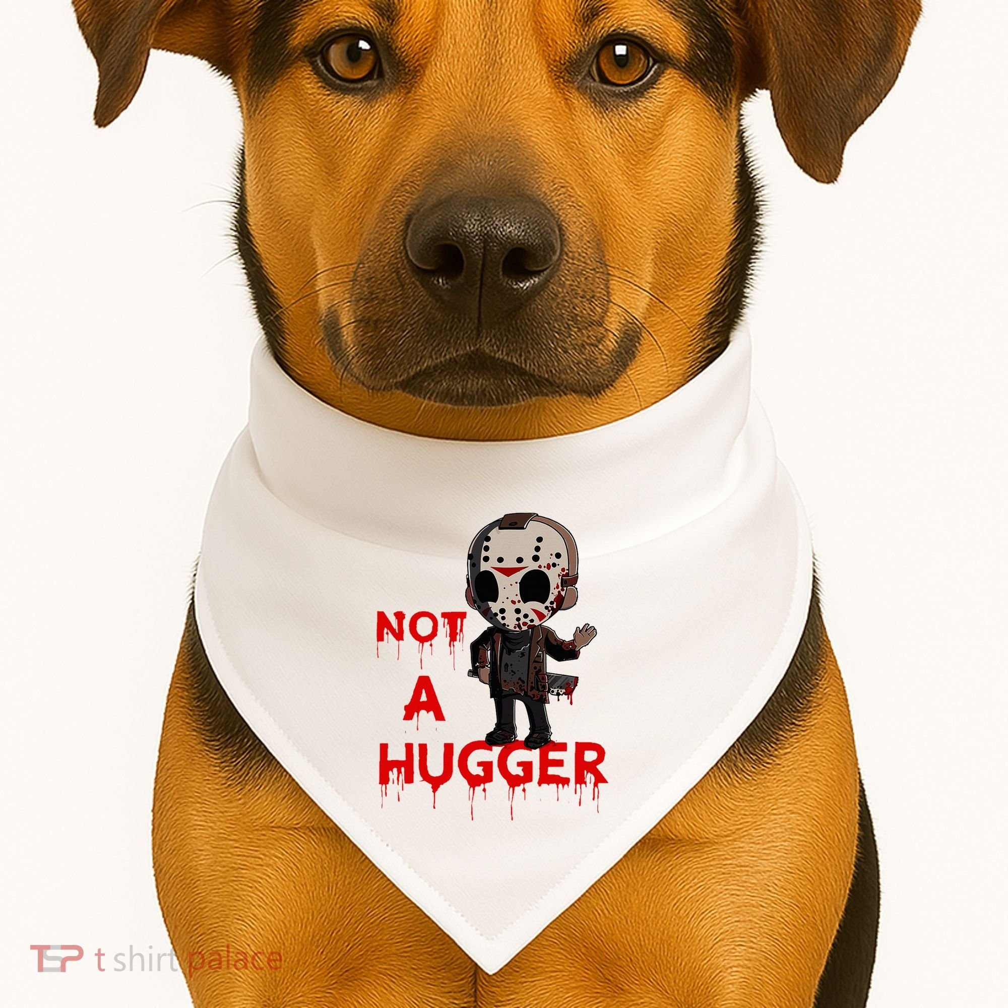 Not A Hugger Funny Jason Friday The 13th Funny Hugger USA-Made Doggie Bandana
