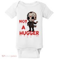 Not A Hugger Funny Jason Friday The 13th Funny Hugger Baby Bodysuit thumb 0