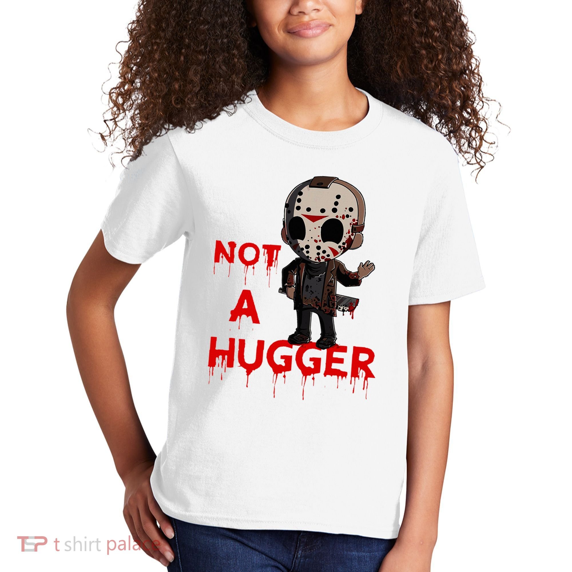 Not A Hugger Funny Jason Friday The 13th Funny Hugger Kids T-Shirt