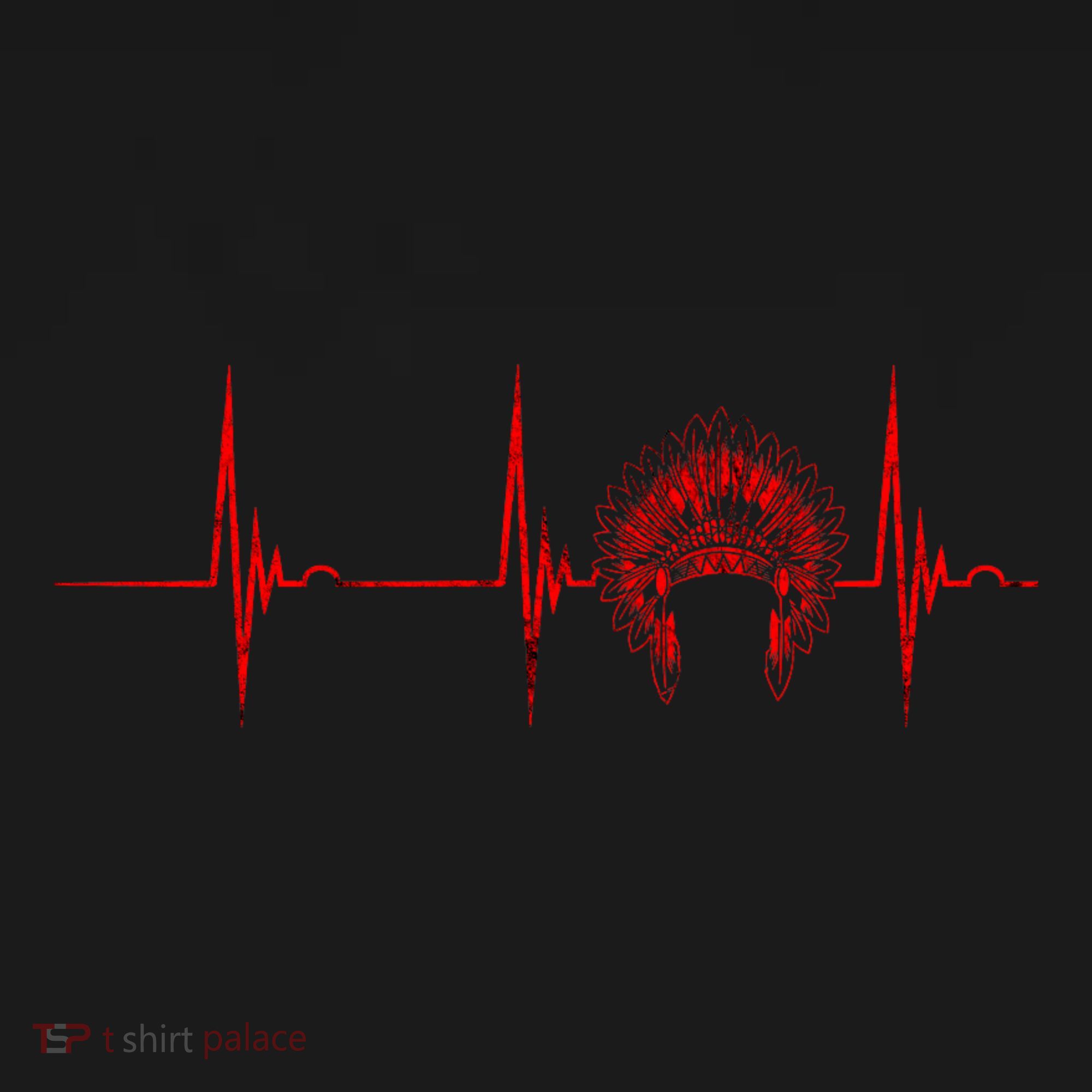 Native American Headdress Indian Chief Heartbeat Ekg Pulse Long Sleeve Shirt