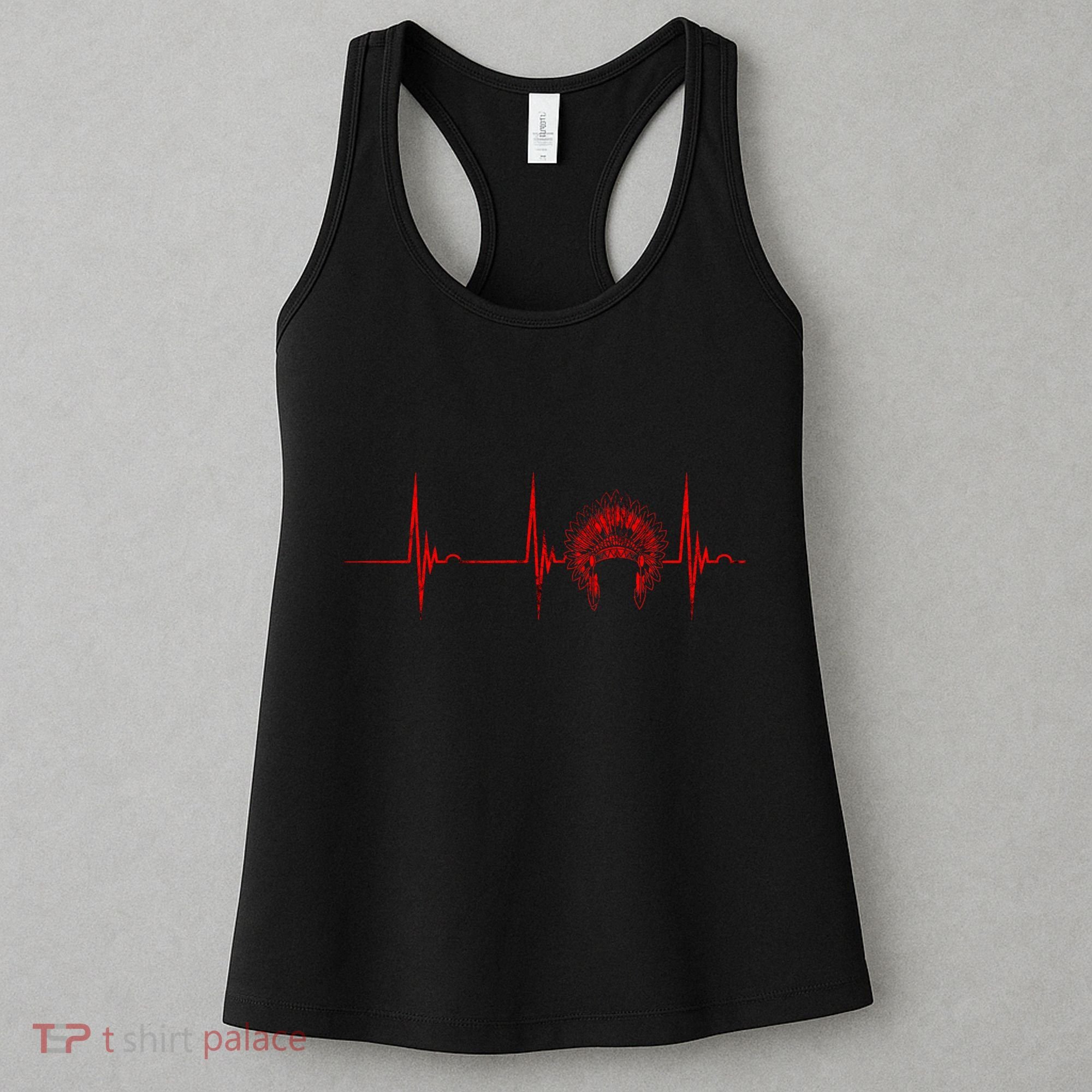 Native American Headdress Indian Chief Heartbeat Ekg Pulse Women's Tank Top