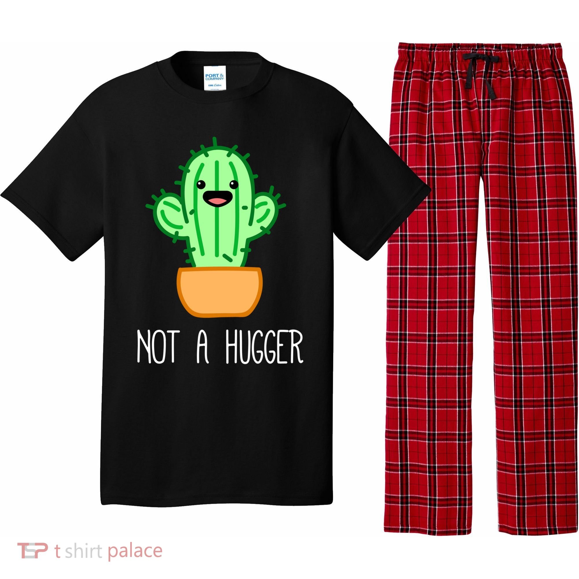Not A Hugger Cactus Cute Kawaii Do Not Hug Meme Funny Gift Pajama Set