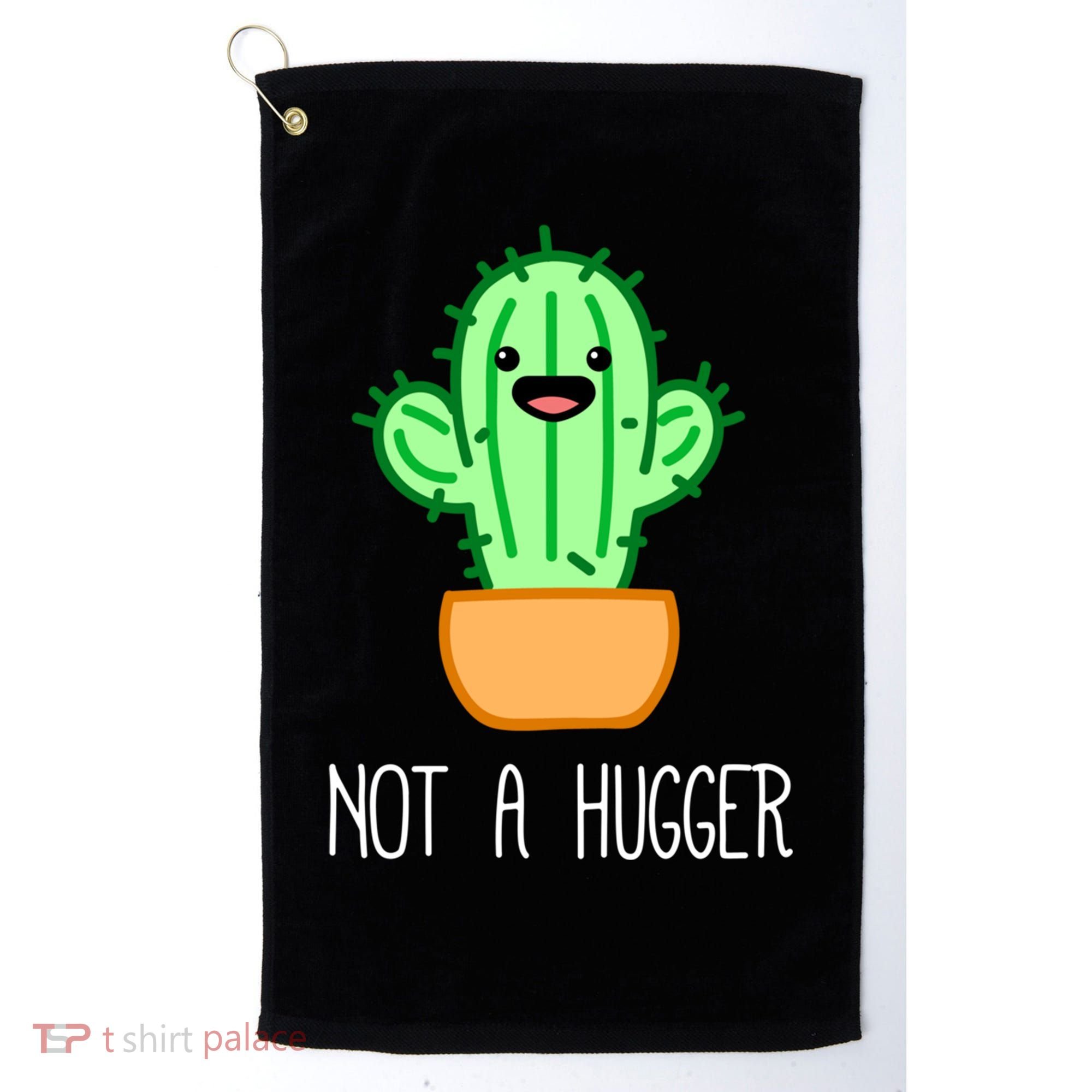 Not A Hugger Cactus Cute Kawaii Do Not Hug Meme Funny Gift Golf Towel