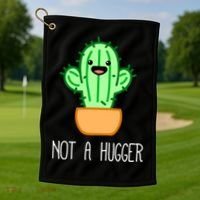 Not A Hugger Cactus Cute Kawaii Do Not Hug Meme Funny Gift Golf Towel thumb 1