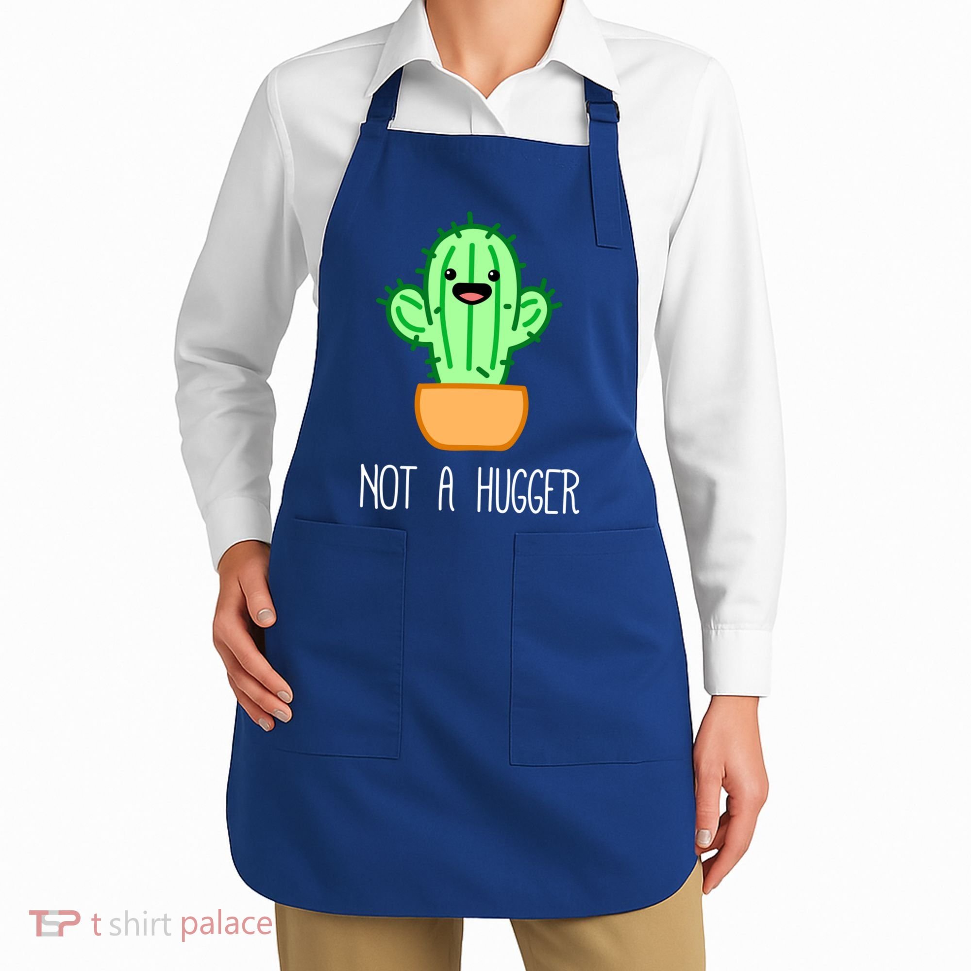 Not A Hugger Cactus Cute Kawaii Do Not Hug Meme Funny Gift Apron