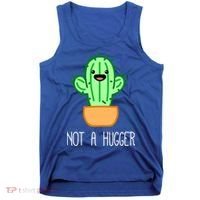 Not A Hugger Cactus Cute Kawaii Do Not Hug Meme Funny Gift Tank Top thumb 0