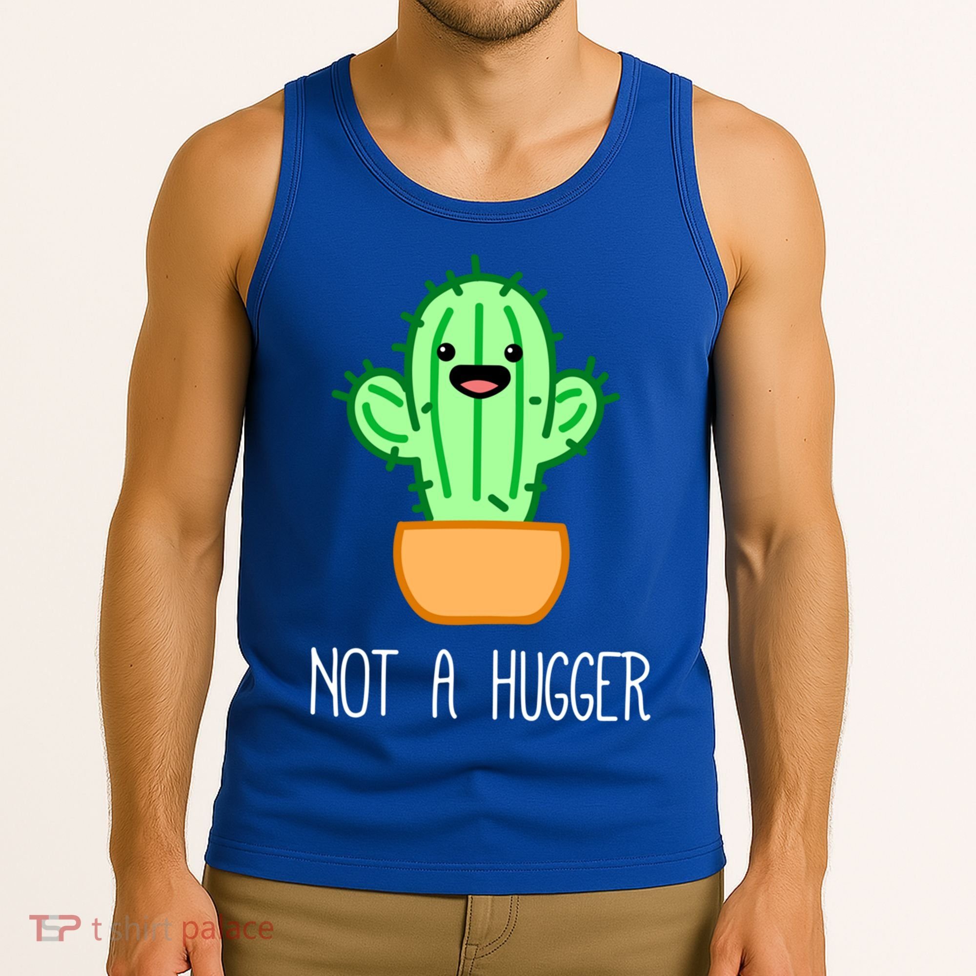 Not A Hugger Cactus Cute Kawaii Do Not Hug Meme Funny Gift Tank Top