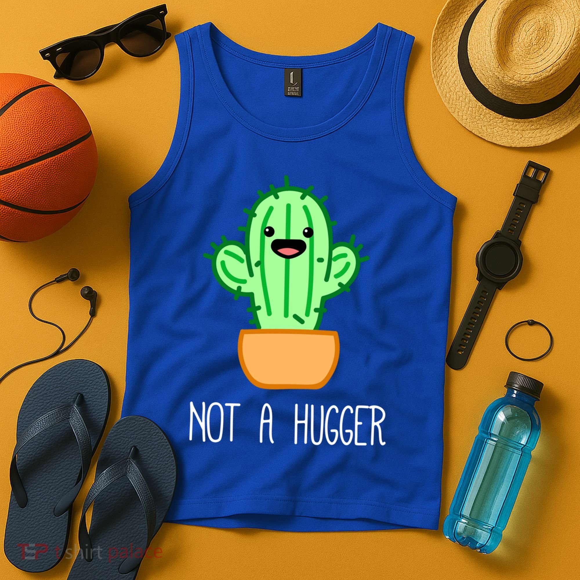 Not A Hugger Cactus Cute Kawaii Do Not Hug Meme Funny Gift Tank Top