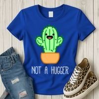 Not A Hugger Cactus Cute Kawaii Do Not Hug Meme Funny Gift Women's T-Shirt thumb 3