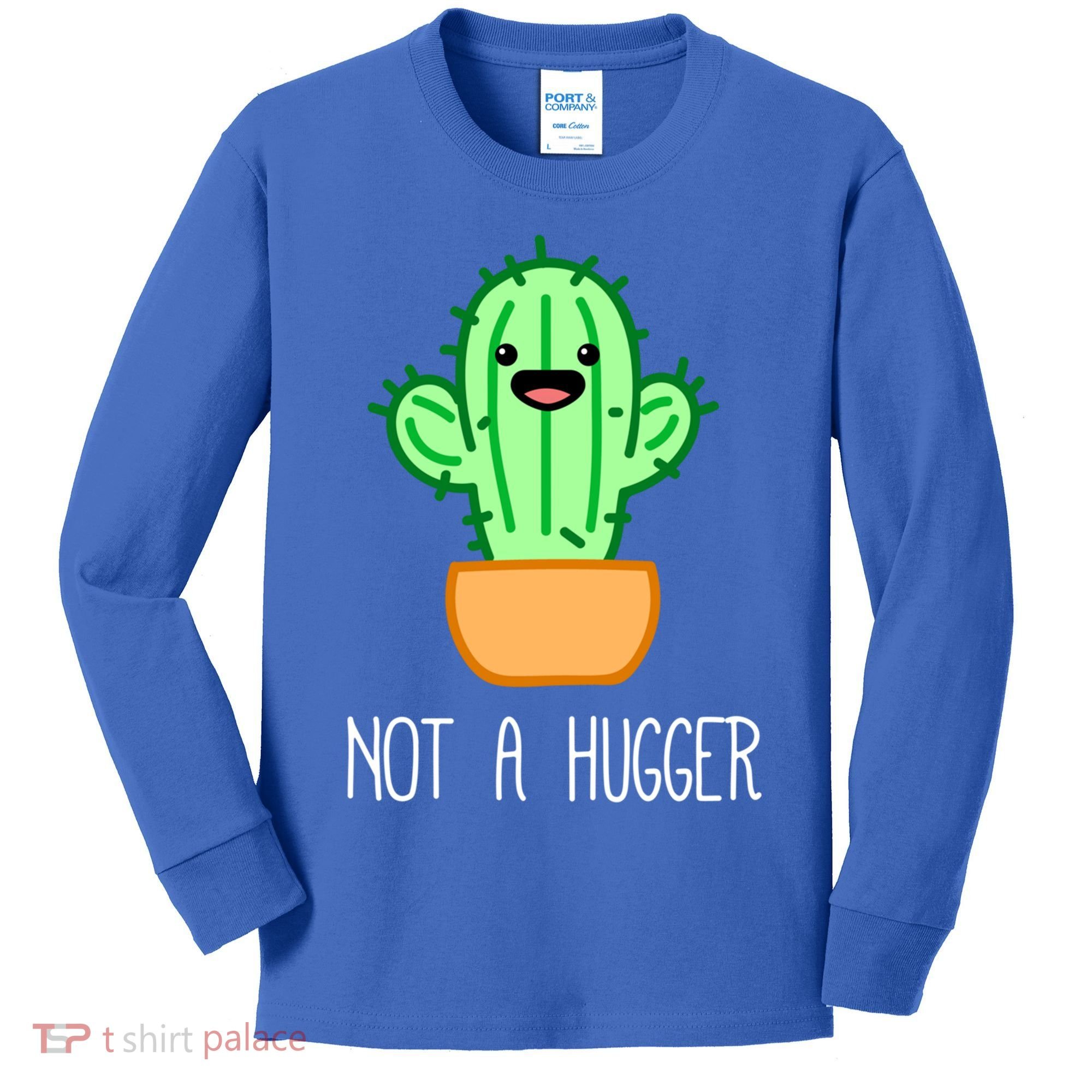 Not A Hugger Cactus Cute Kawaii Do Not Hug Meme Funny Gift Kids Long Sleeve Shirt