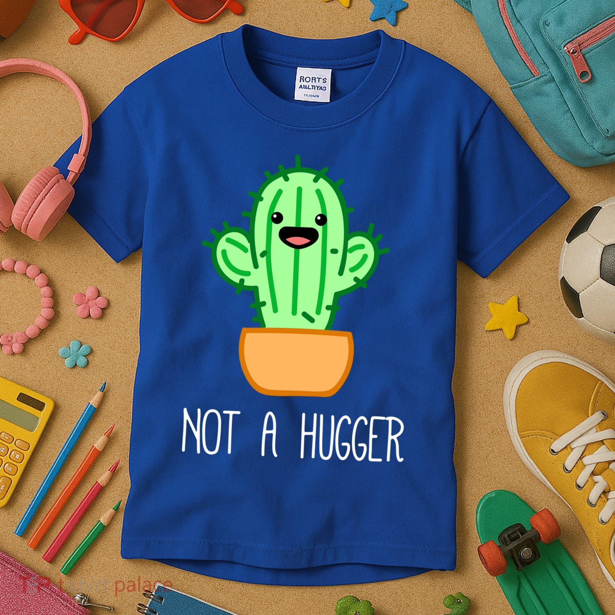 Not A Hugger Cactus Cute Kawaii Do Not Hug Meme Funny Gift Kids T-Shirt