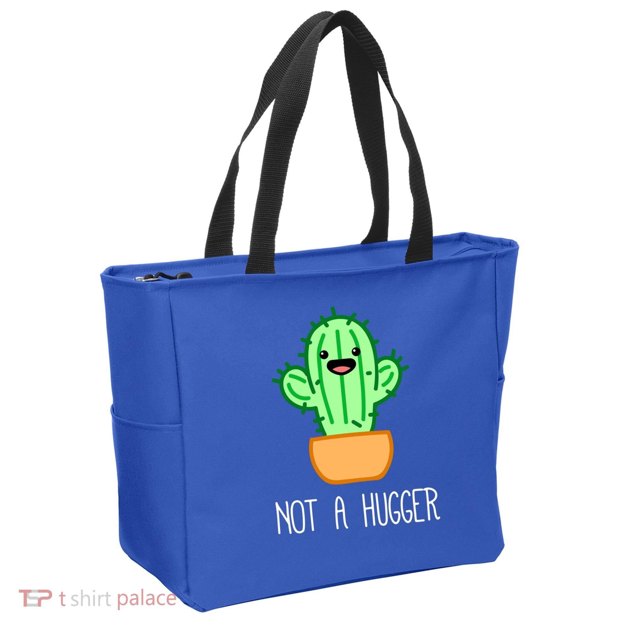 Not A Hugger Cactus Cute Kawaii Do Not Hug Meme Funny Gift Tote Bag