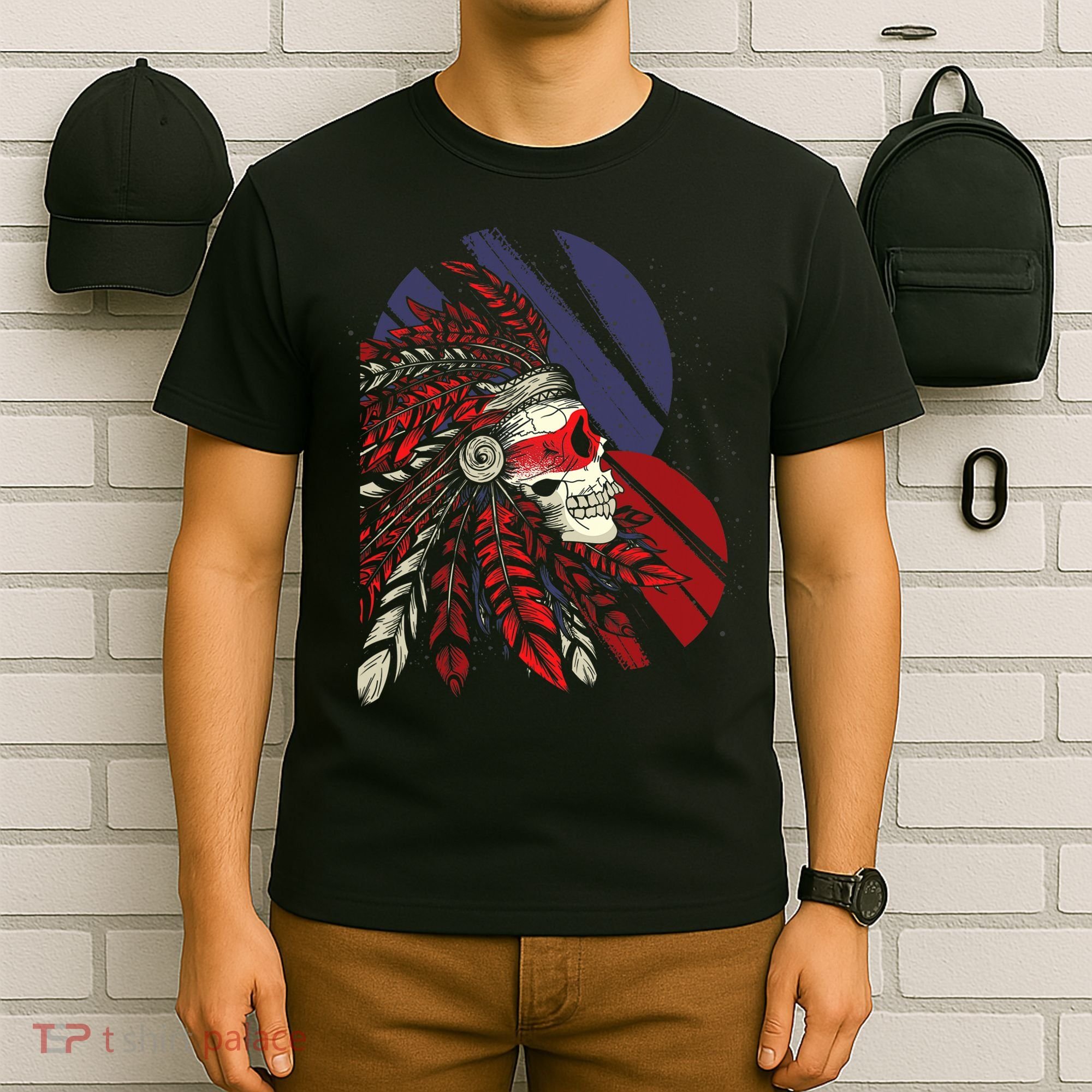 Native American Heritage Skull Headdress Native American T-Shirt