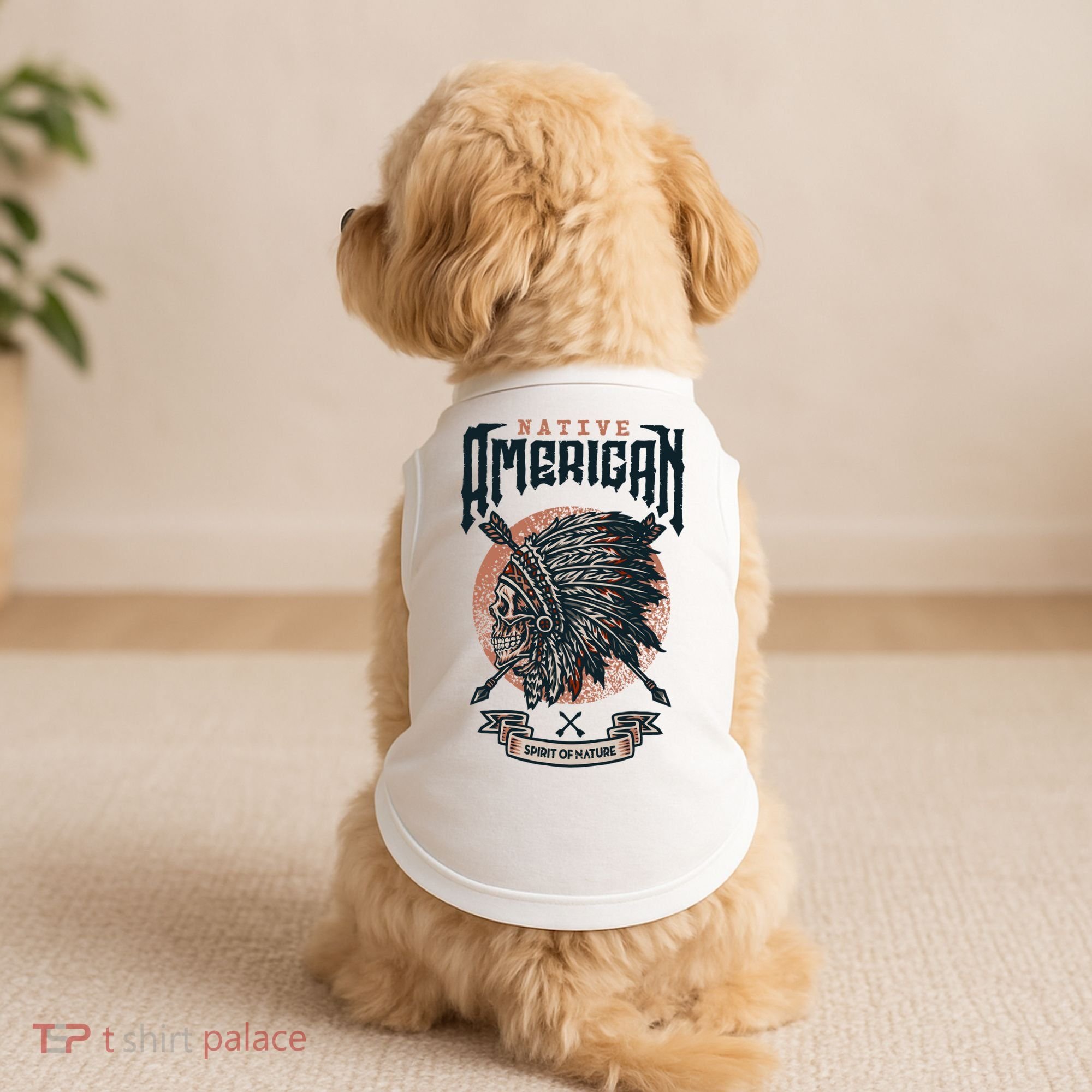 Native American Indian Chief Skull Doggie Tank