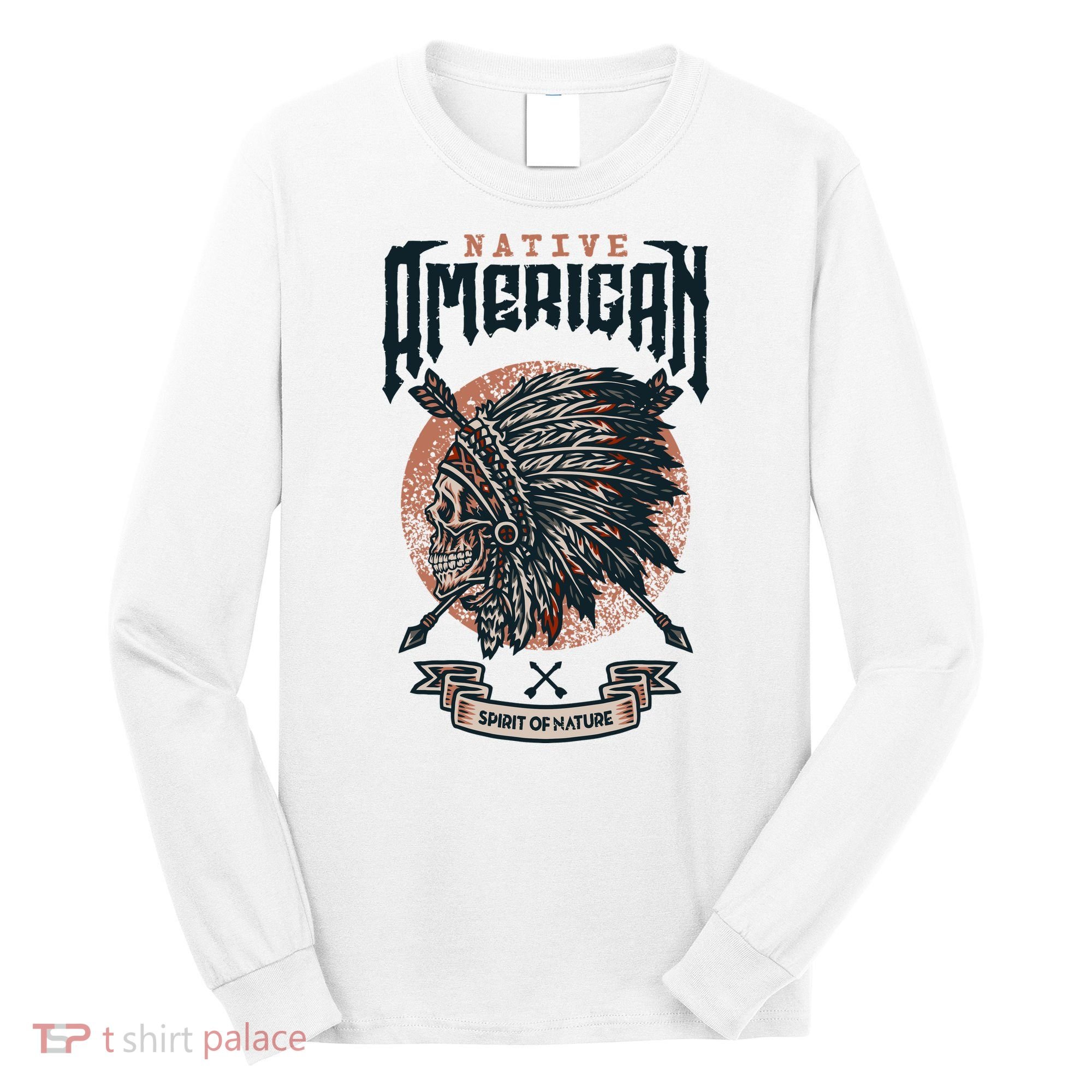 Native American Indian Chief Skull Long Sleeve Shirt