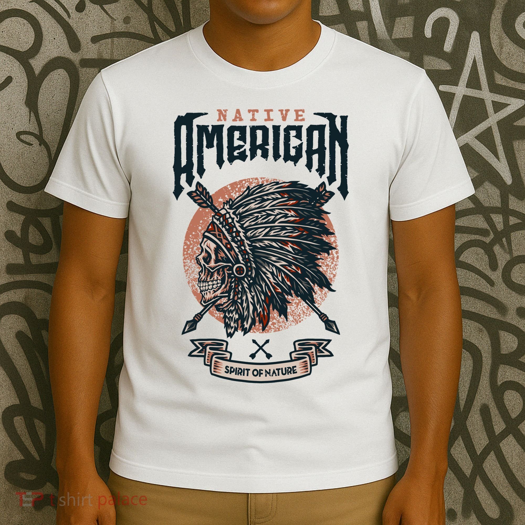 Native American Indian Chief Skull T-Shirt