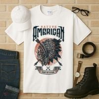 Native American Indian Chief Skull Tall T-Shirt thumb 3