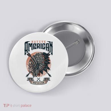 Native American Indian Chief Skull Button