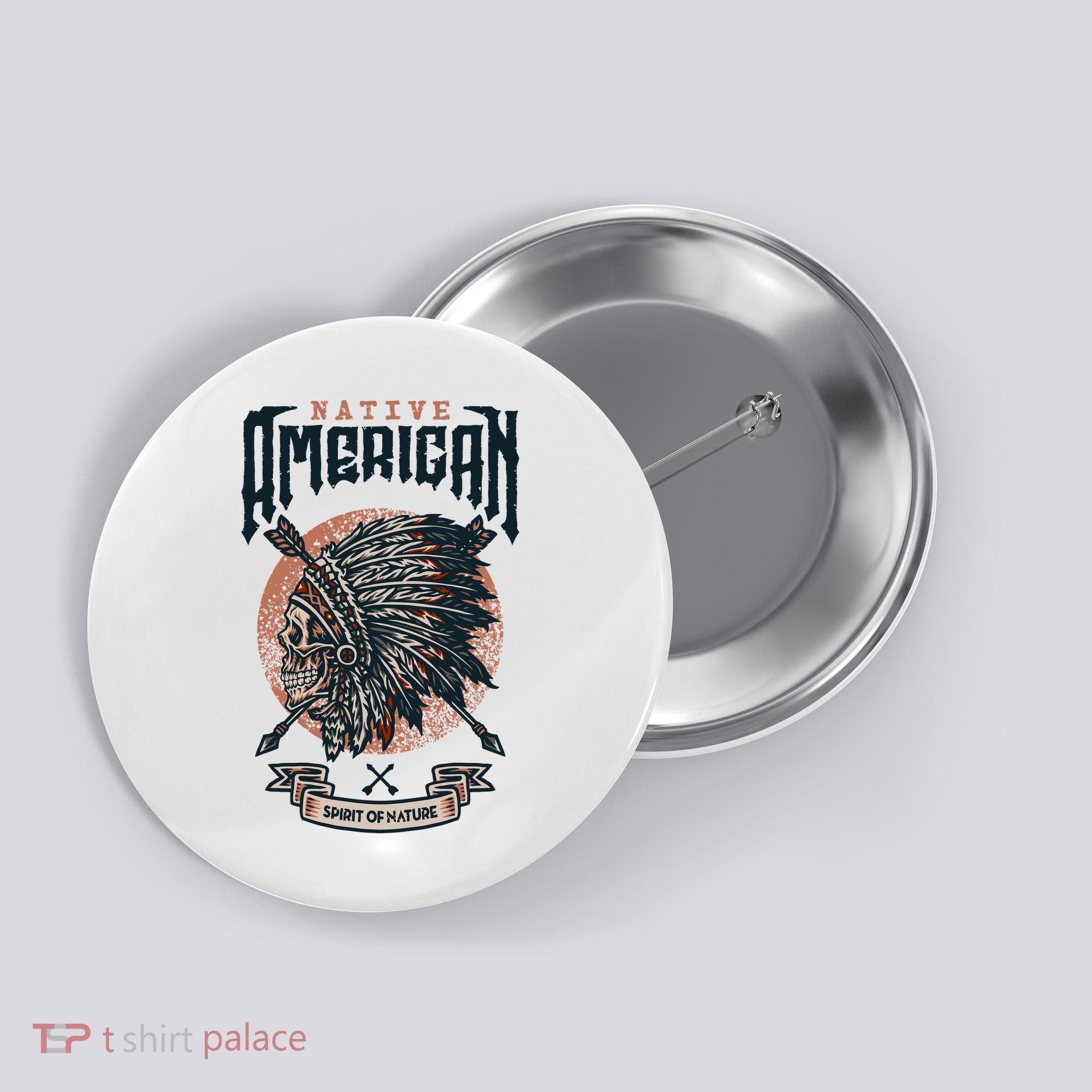 Native American Indian Chief Skull Button