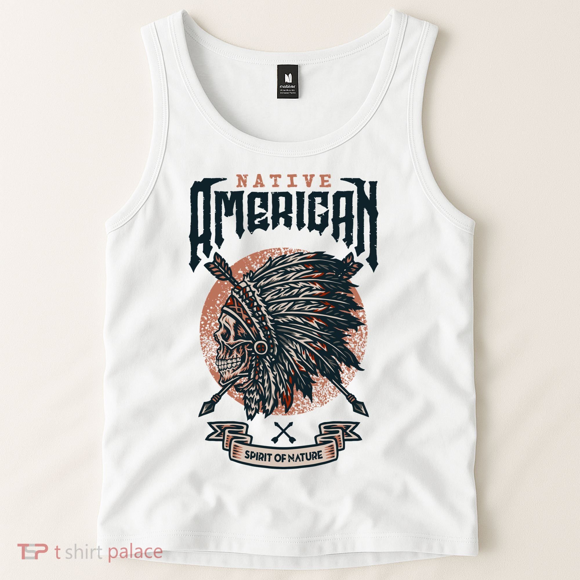 Native American Indian Chief Skull Tank Top