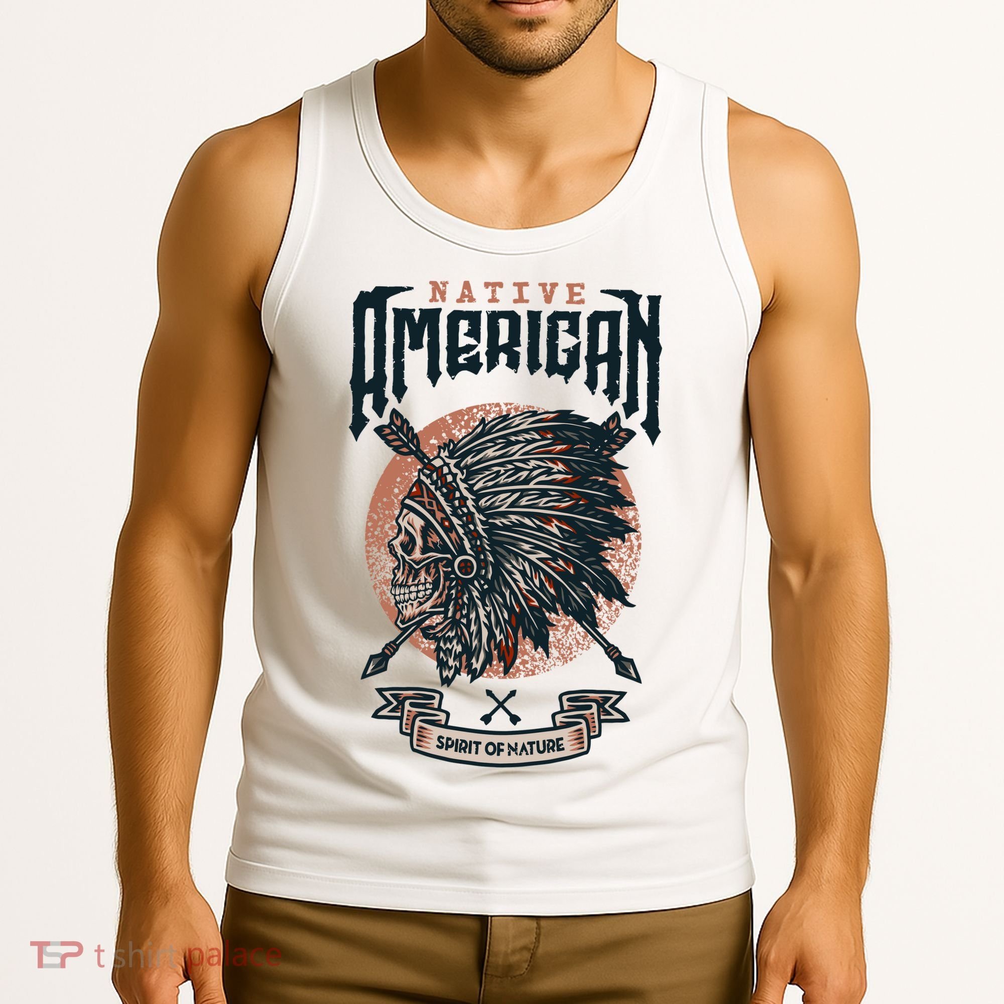 Native American Indian Chief Skull Tank Top