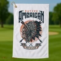 Native American Indian Chief Skull Golf Towel thumb 1