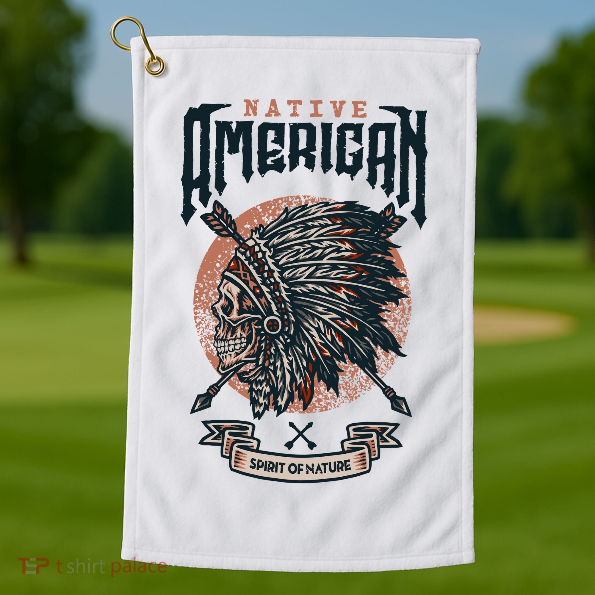 Native American Indian Chief Skull Golf Towel