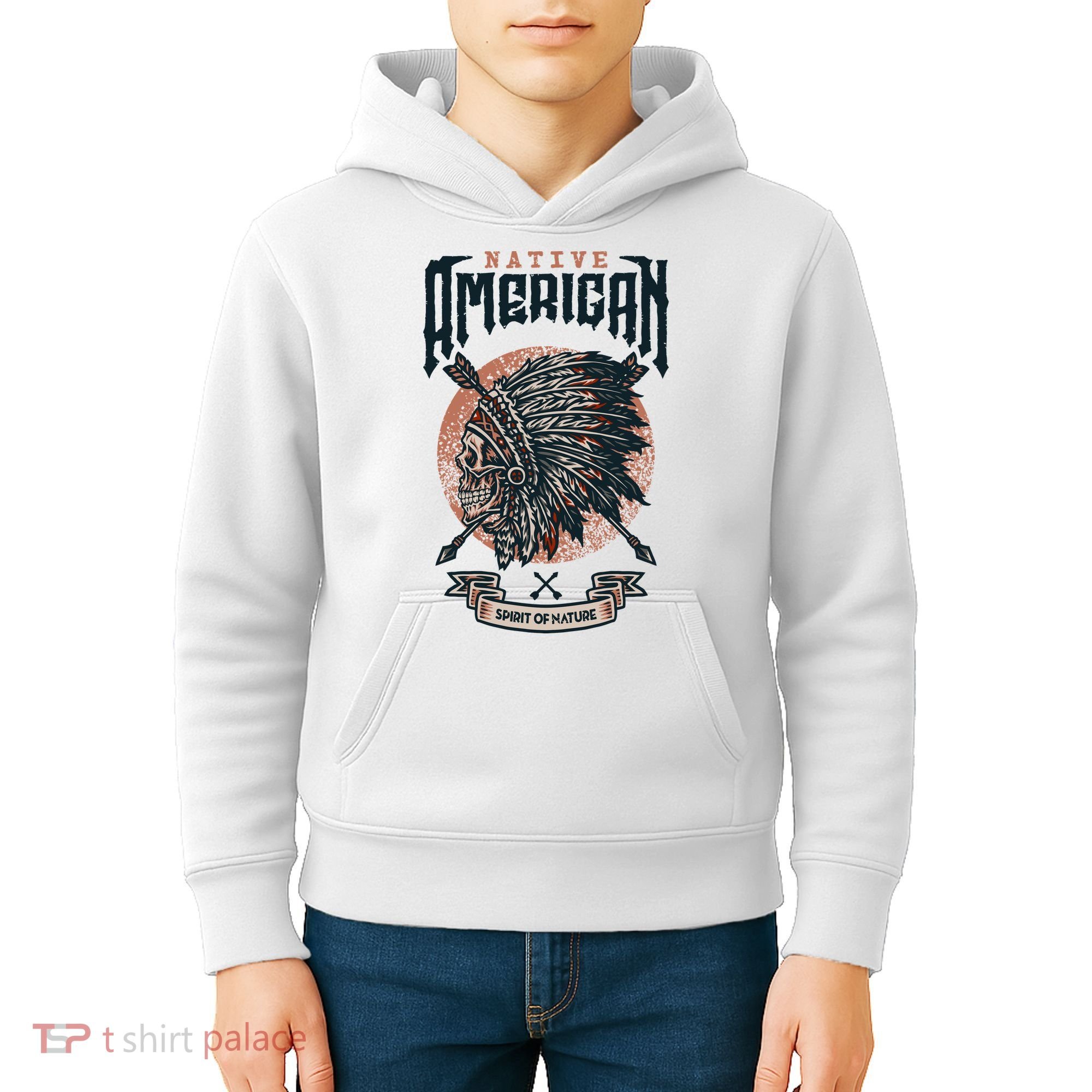 Native American Indian Chief Skull Kids Hoodie