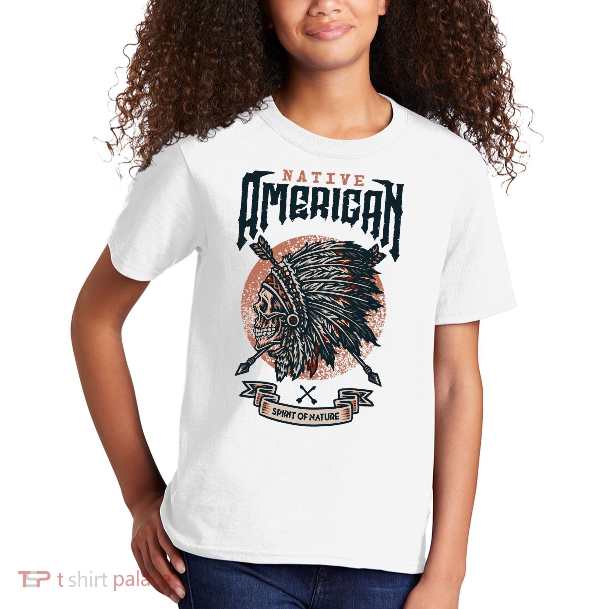 Native American Indian Chief Skull Kids T-Shirt