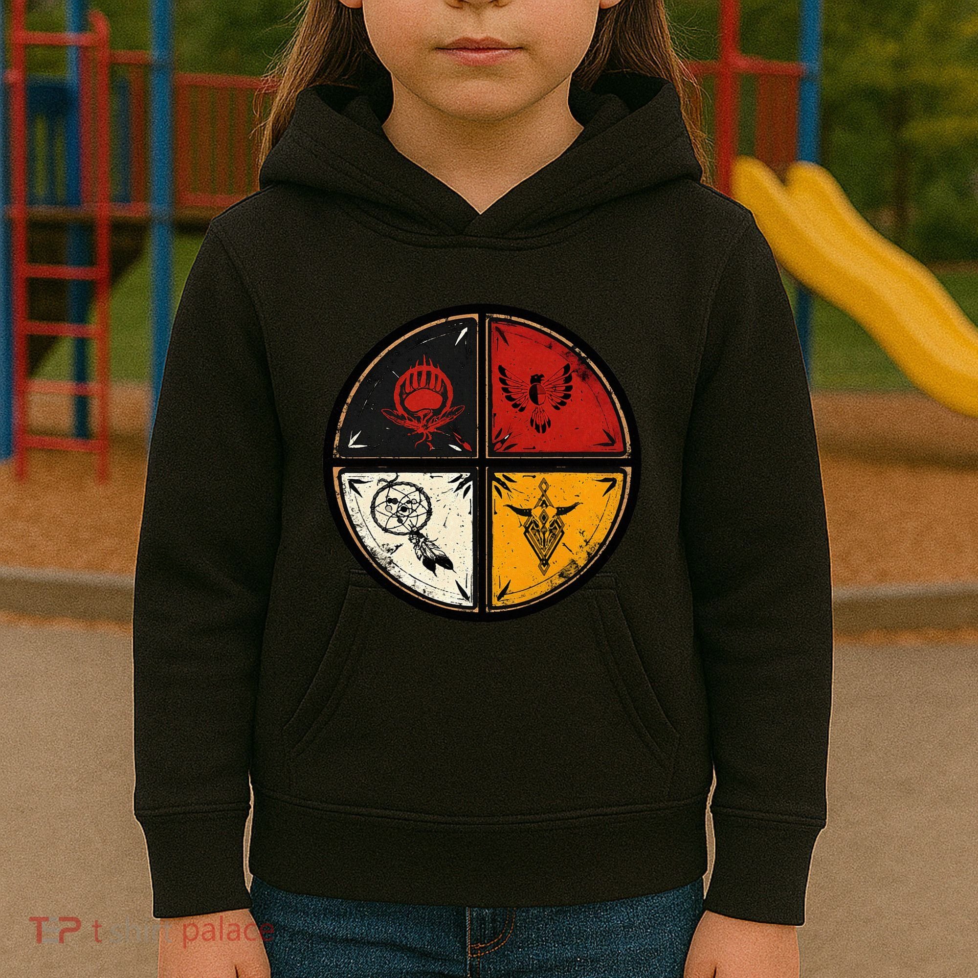 Native American Indian Medicine Wheel Kids Hoodie