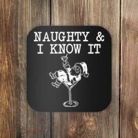 Naughty And I Know It Funny Christmas Santa Coaster thumb 0
