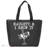 Naughty And I Know It Funny Christmas Santa Tote Bag thumb 0