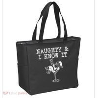 Naughty And I Know It Funny Christmas Santa Tote Bag thumb 2
