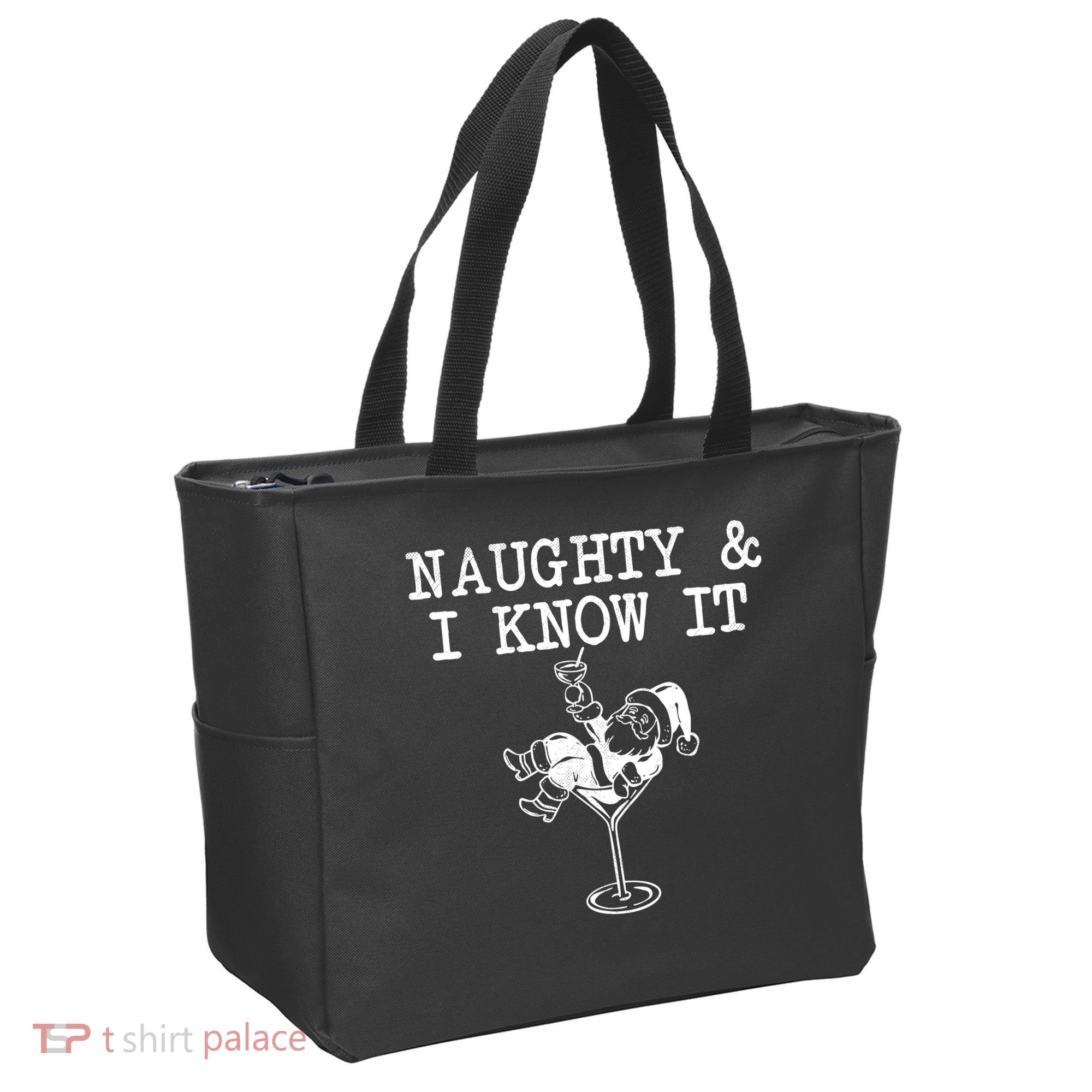 Naughty And I Know It Funny Christmas Santa Tote Bag