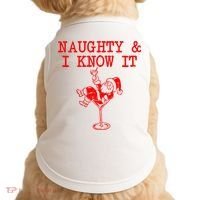 Naughty And I Know It Funny Christmas Santa Doggie Tank thumb 0
