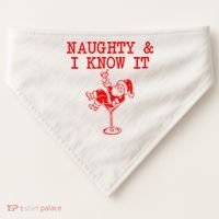 Naughty And I Know It Funny Christmas Santa USA-Made Doggie Bandana thumb 0