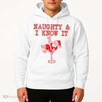 Naughty And I Know It Funny Christmas Santa Hoodie thumb 2