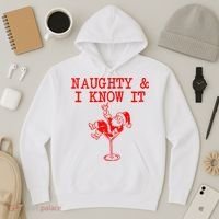 Naughty And I Know It Funny Christmas Santa Hoodie thumb 3