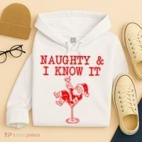 Naughty And I Know It Funny Christmas Santa Hoodie thumb 4