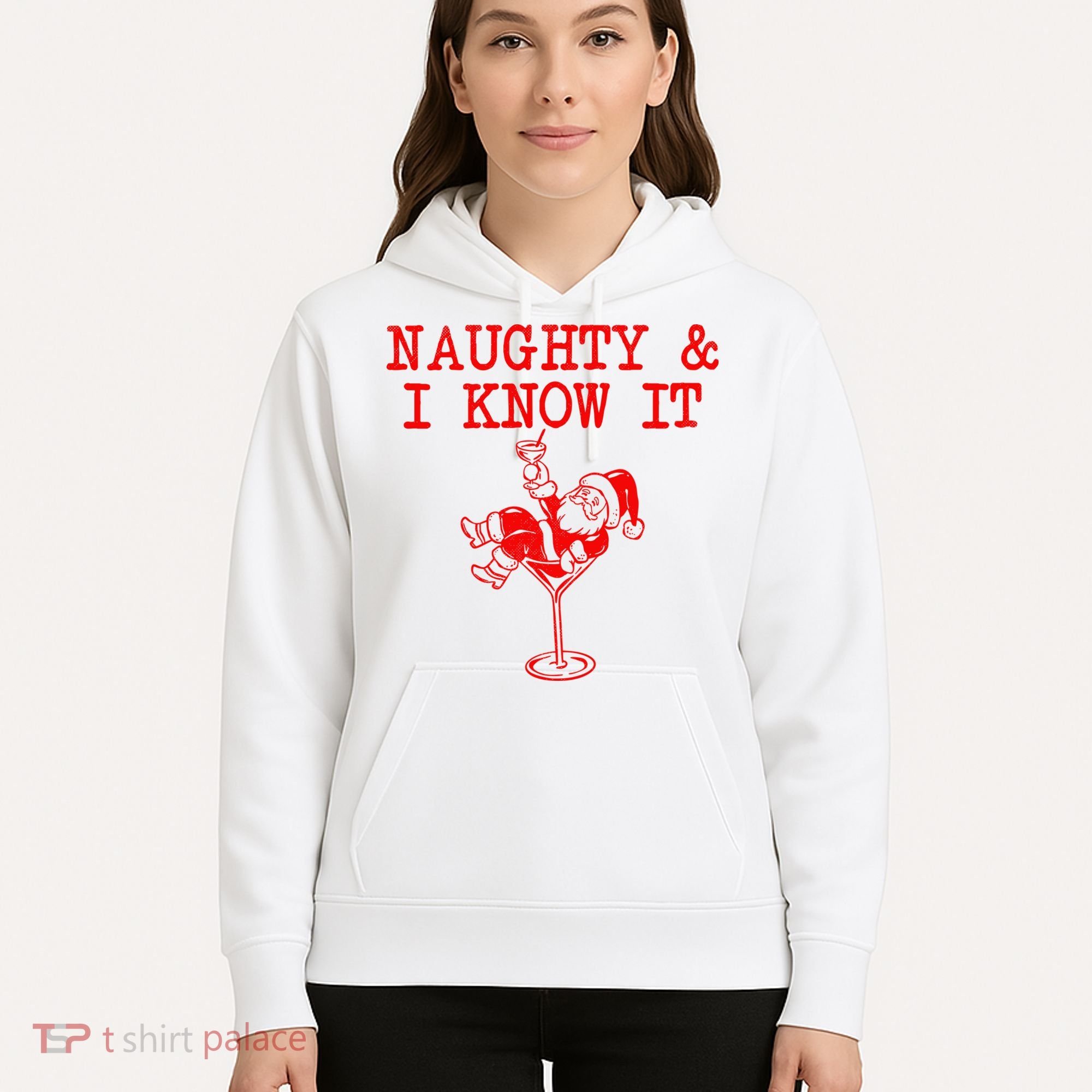 Naughty And I Know It Funny Christmas Santa Hoodie