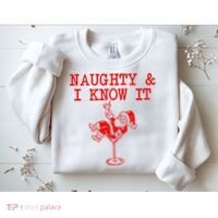 Naughty And I Know It Funny Christmas Santa Sweatshirt thumb 2