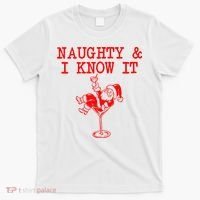 Naughty And I Know It Funny Christmas Santa T-Shirt thumb 0