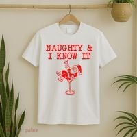 Naughty And I Know It Funny Christmas Santa T-Shirt thumb 2