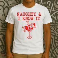Naughty And I Know It Funny Christmas Santa T-Shirt thumb 3