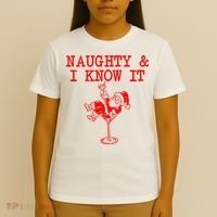 Naughty And I Know It Funny Christmas Santa T-Shirt thumb 4